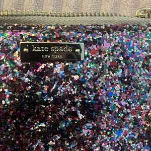 kate spade Iridescent Multiglitter Wristlet with Gold Chain Barbiecore